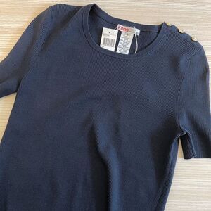 Kors Michael Kors Top Women's Size Small Blue Cotton Blend Short Sleeve Pullover
